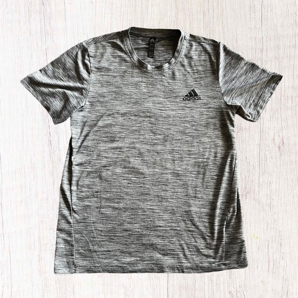 Adidas Axis Tech Basic T-Shirt Heather Grey Mens Size Medium - Picture 1 of 6